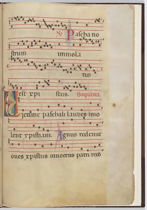 Framed Print : Leaf 6 from an antiphonal fragment, c. 1275. Creator: Unknown Framed Print : Leaf 6 from an antiphonal fragment, c. 1275. Creator: Unknown