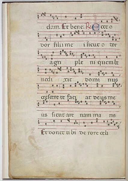 Leaf 8 from an antiphonal fragment (verso), c. 1275. Creator: Unknown