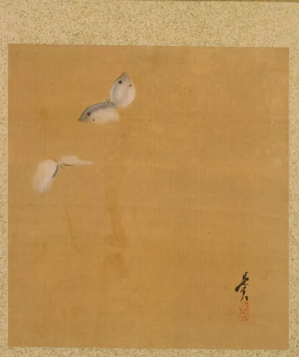 Framed Print : Leaf from Album of Seasonal Themes: Maple Leaves and Feather, 1847. Creator: Shibata Zeshin Framed Print : Leaf from Album of Seasonal Themes: Maple Leaves and Feather, 1847. Creator: Shibata Zeshin