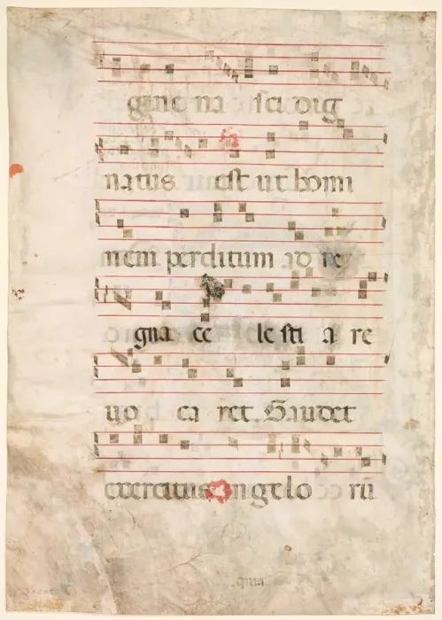 Framed Print : Leaf from an Antiphonary: Music (verso), early 1300s. Creator: Unknown Framed Print : Leaf from an Antiphonary: Music (verso), early 1300s. Creator: Unknown