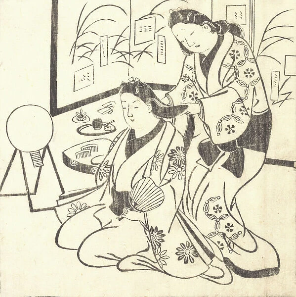 Leaf from a Book Entitled: Wakoku Hiaku-jo, One Hundred Japanese Women. Creator: Hishikawa Moronobu