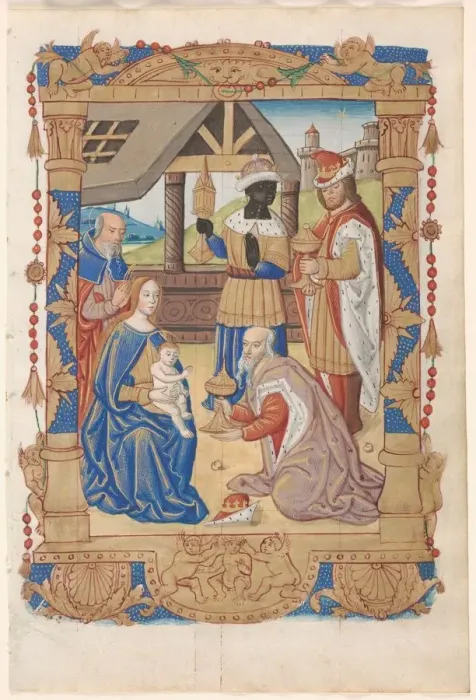 Framed Print : Leaf from a Book of Hours: Adoration of the Magi (recto), c. 1510. Creator: Unknown Framed Print : Leaf from a Book of Hours: Adoration of the Magi (recto), c. 1510. Creator: Unknown