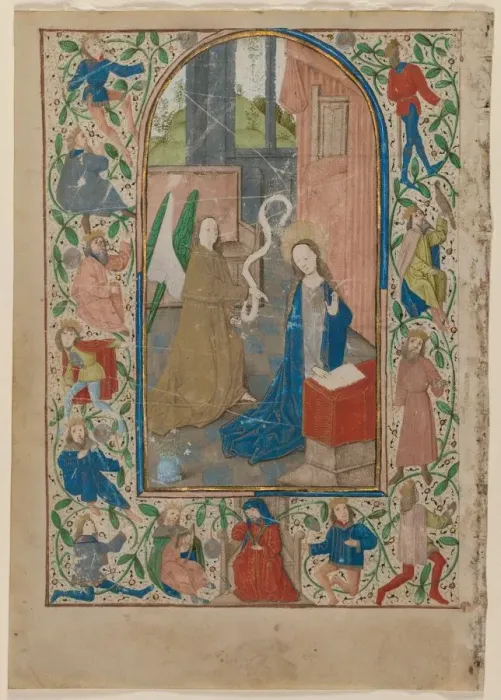 Framed Print : Leaf from a Book of Hours: The Annunciation, 1470s. Creator: Unknown Framed Print : Leaf from a Book of Hours: The Annunciation, 1470s. Creator: Unknown