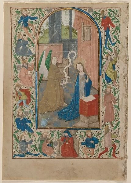 Leaf from a Book of Hours: The Annunciation (recto), 1470s. Creator: Unknown