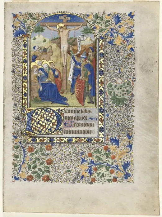 Framed Print : Leaf from a Book of Hours: The Crucifixion (Hours of the Cross), c. 1435. Creator: Unknown Framed Print : Leaf from a Book of Hours: The Crucifixion (Hours of the Cross), c. 1435. Creator: Unknown
