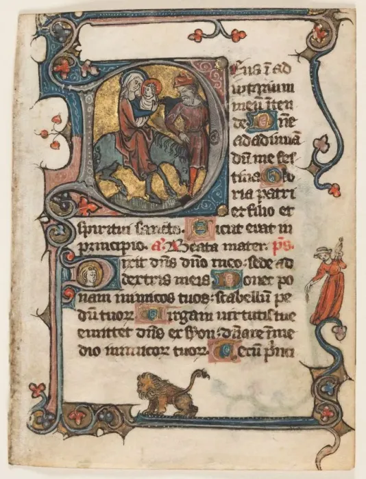 Framed Print : Leaf from a Book of Hours: Initial D: Flight into Egypt (2 of 2 Excised Leaves), early 1300s Framed Print : Leaf from a Book of Hours: Initial D: Flight into Egypt (2 of 2 Excised Leaves), early 1300s