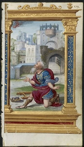 Leaf from a Book of Hours: King David in Prayer (2 of 3 Excised Leaves), c. 1530-35