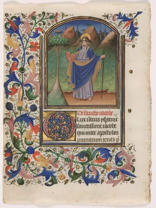 Framed Print : Leaf from a Book of Hours: Saint James the Greater, c Framed Print : Leaf from a Book of Hours: Saint James the Greater, c