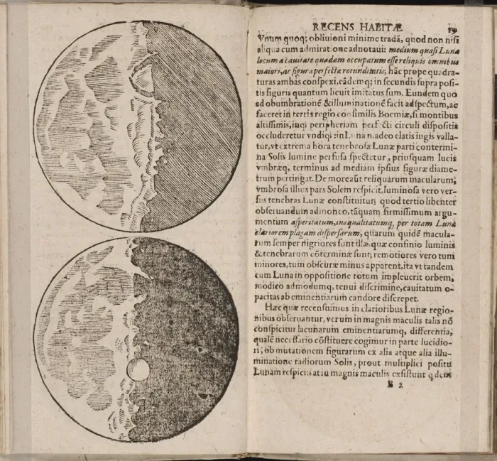 Framed Print : Leaf of book Sidereus Nuncius (Sidereal Messenger) by Galileo Galilei, 1610. Artist: Galilei, Galileo (1564-1642)