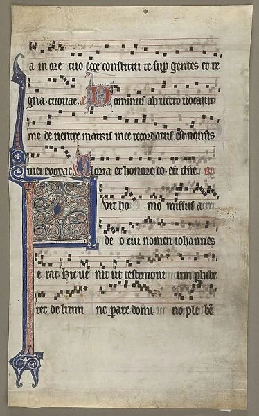Leaf from a Choral Book: Annunciation to Zaccharias, c. 1265. Creator: Unknown