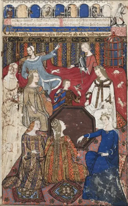 Framed Print : Leaf from a Cocharelli Treatise on the Vices: Accidia and Her Court, c. 1330-40. Creator: Unknown Framed Print : Leaf from a Cocharelli Treatise on the Vices: Accidia and Her Court, c. 1330-40. Creator: Unknown