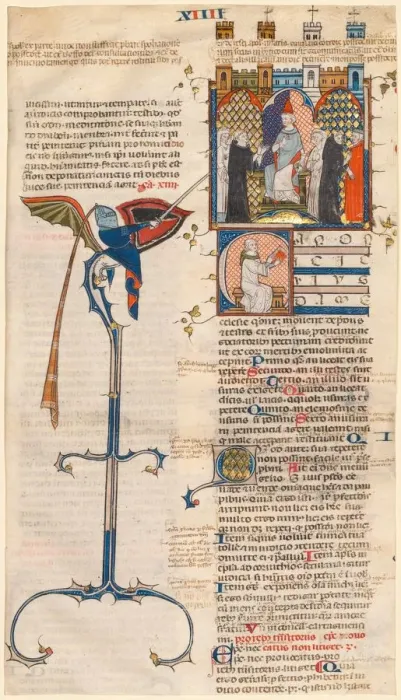 Framed Print : Leaf Excised from a Decretum by Gratian: Initial C... c. 1300-1310. Creator: Unknown Framed Print : Leaf Excised from a Decretum by Gratian: Initial C... c. 1300-1310. Creator: Unknown