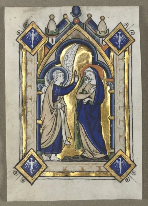 Framed Print : Leaf Excised from a Psalter: The Annunciation, c. 1260. Creator: Unknown Framed Print : Leaf Excised from a Psalter: The Annunciation, c. 1260. Creator: Unknown