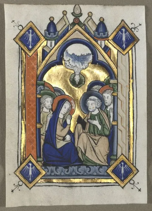 Framed Print : Leaf Excised from a Psalter: The Pentecost, c. 1260. Creator: Unknown Framed Print : Leaf Excised from a Psalter: The Pentecost, c. 1260. Creator: Unknown