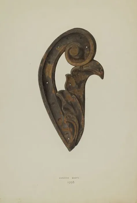 Framed Print : Leaf and Scroll, 1938. Creator: Eugene Bartz Framed Print : Leaf and Scroll, 1938. Creator: Eugene Bartz
