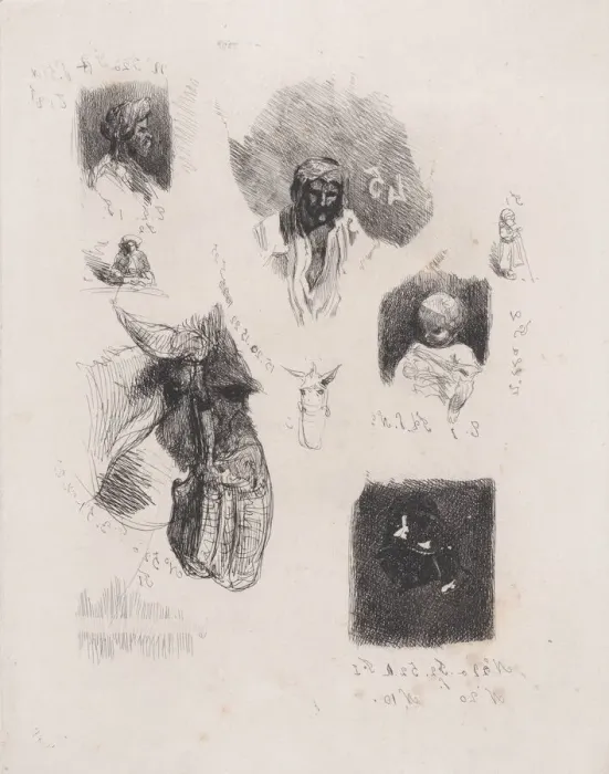 Framed Print : Leaf of Sketches, 1833-38. Creator: Alexandre Gabriel Decamps Framed Print : Leaf of Sketches, 1833-38. Creator: Alexandre Gabriel Decamps