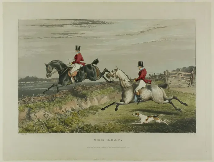 Framed Print : The Leap, from Fox Hunting, 1828. Creator: Charles Bentley