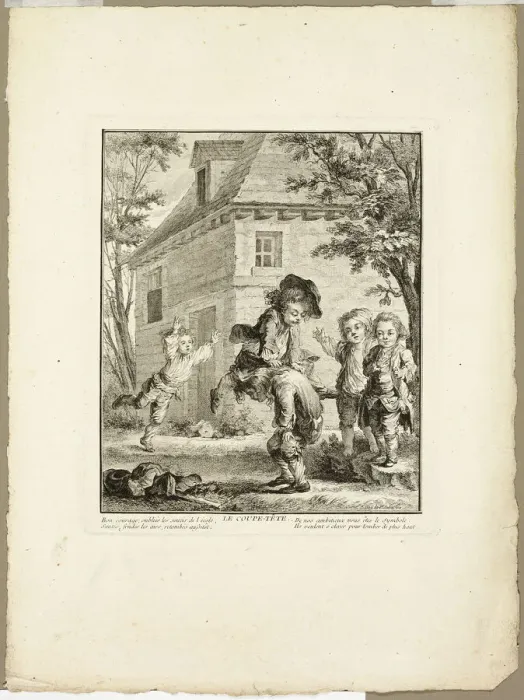 Framed Print : Leap Frog, from The Games of the Urchins of Paris, 1770. Creator: Jean Baptiste Tilliard Framed Print : Leap Frog, from The Games of the Urchins of Paris, 1770. Creator: Jean Baptiste Tilliard