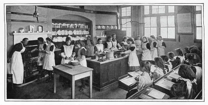 Framed Print : Learning to cook, London, c1900 (1901) Framed Print : Learning to cook, London, c1900 (1901)