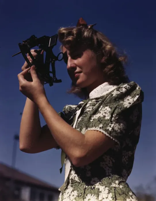 Framed Print : Learning how to determine latitude by using a sextant... Polytechnic High School, LA, Calif. 1942. Creator: Alfred T Palmer Framed Print : Learning how to determine latitude by using a sextant... Polytechnic High School, LA, Calif. 1942. Creator: Alfred T Palmer