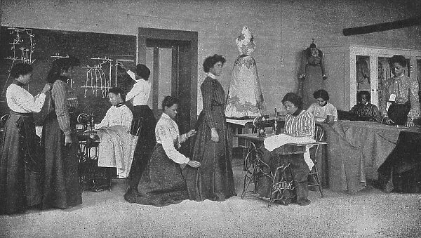 Learning dressmaking, 1904. Creator: Frances Benjamin Johnston