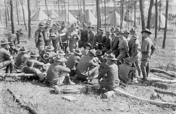 Framed Print : Learning pistol firing, Camp Upton, 15 Sept 1917. Creator: Bain News Service Framed Print : Learning pistol firing, Camp Upton, 15 Sept 1917. Creator: Bain News Service