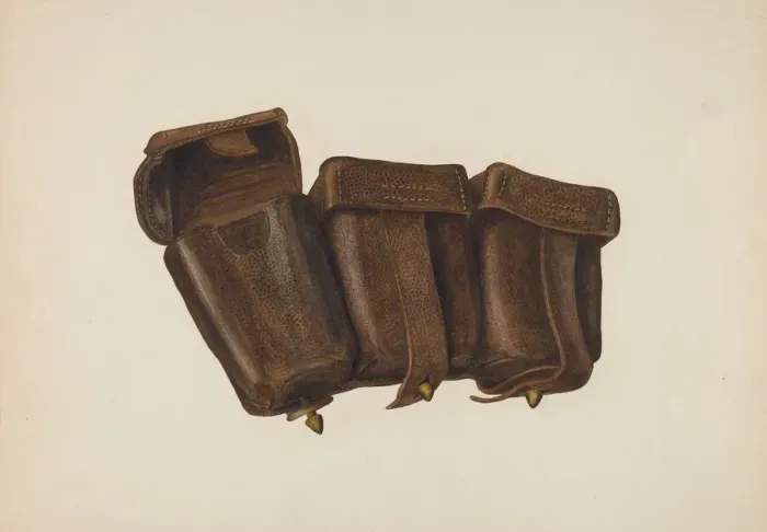 Framed Print : Leather Cartridge Case, 1935 / 1942. Creator: Fred Hassebrock Framed Print : Leather Cartridge Case, 1935 / 1942. Creator: Fred Hassebrock