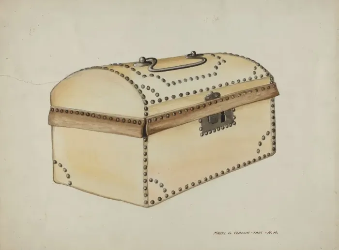 Framed Print : Leather Covered Box, c. 1937. Creator: Majel G. Claflin Framed Print : Leather Covered Box, c. 1937. Creator: Majel G. Claflin