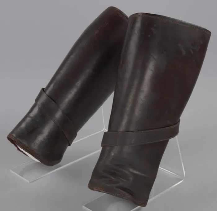 Framed Print : Leather leggings worn by Peter L. Robinson, Sr. during World War I, ca. 1917 Framed Print : Leather leggings worn by Peter L. Robinson, Sr. during World War I, ca. 1917
