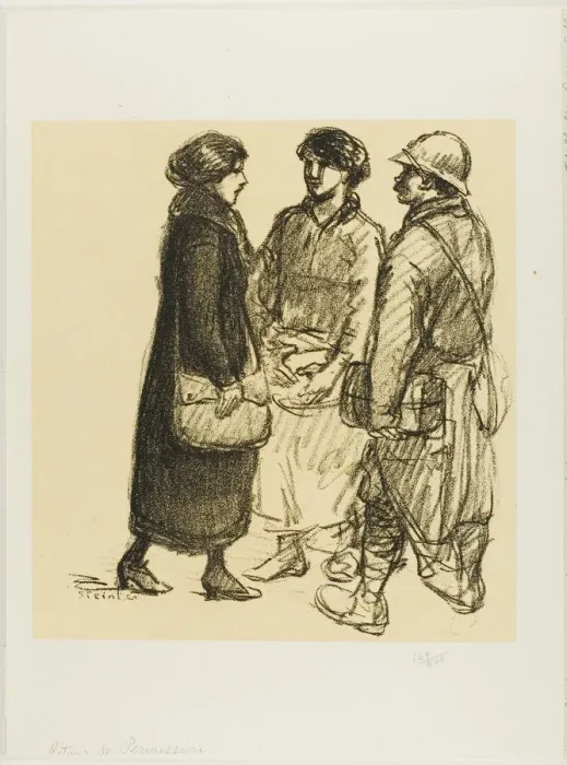 Framed Print : On Leave, 1915 / 17. Creator: Theophile Alexandre Steinlen Framed Print : On Leave, 1915 / 17. Creator: Theophile Alexandre Steinlen