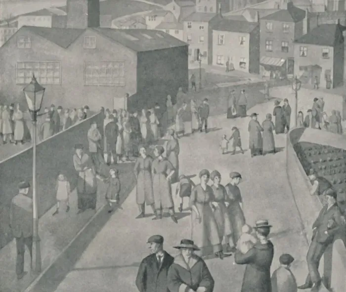 Framed Print : Leaving the Munition Works, 1918, 1920. Artist: Winifred Knights Framed Print : Leaving the Munition Works, 1918, 1920. Artist: Winifred Knights