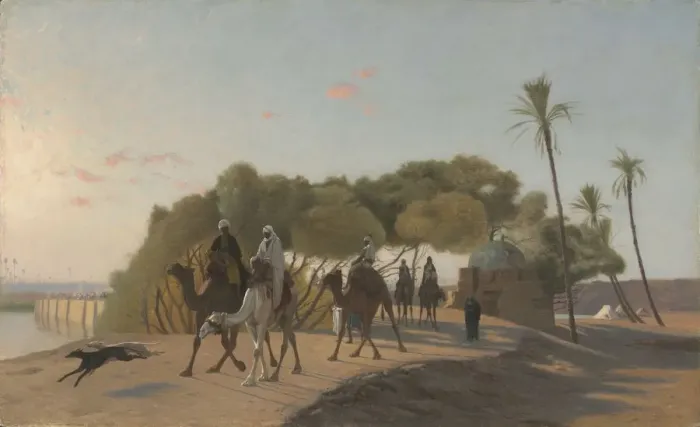 Framed Print : Leaving the Oasis, 1880s. Creator: Jean-Leon Gerome (French, 1824-1904) Framed Print : Leaving the Oasis, 1880s. Creator: Jean-Leon Gerome (French, 1824-1904)