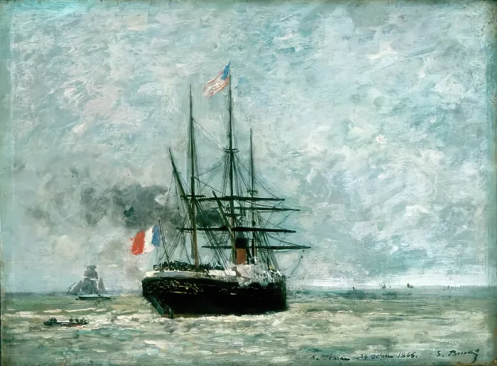 Framed Print : Leaving Port, 1868. Creator: Eugene Louis Boudin Framed Print : Leaving Port, 1868. Creator: Eugene Louis Boudin