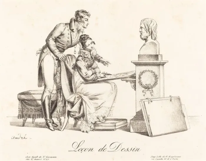 Framed Print : Lecon de Dessin (Drawing Lesson). Creator: Johann Anton André Framed Print : Lecon de Dessin (Drawing Lesson). Creator: Johann Anton André