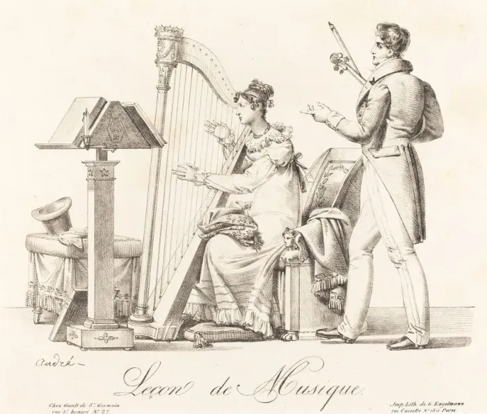 Framed Print : Lecon de Musique (Music Lesson). Creator: Johann Anton André Framed Print : Lecon de Musique (Music Lesson). Creator: Johann Anton André
