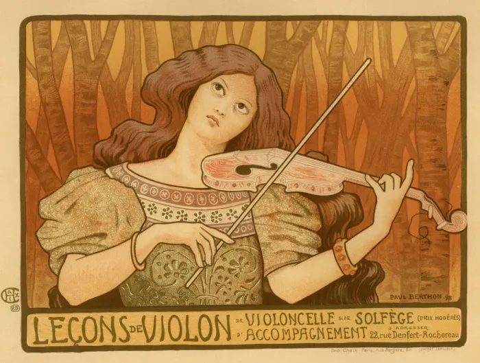 Framed Print : Lecons de Violon (Poster), 1898. Artist: Berthon, Paul (1872-1909)