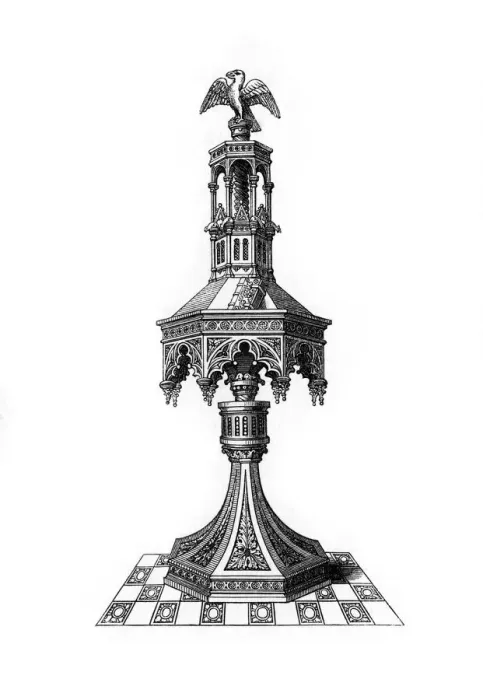 Framed Print : Lectern, c15th century?, (1843). Artist: Henry Shaw Framed Print : Lectern, c15th century?, (1843). Artist: Henry Shaw