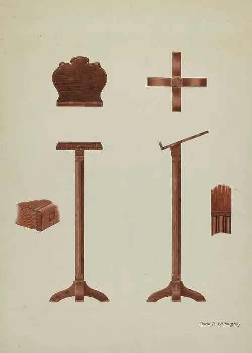 Framed Print : Lectern (Reading Stand), c. 1936. Creator: David P. Willoughby Framed Print : Lectern (Reading Stand), c. 1936. Creator: David P. Willoughby