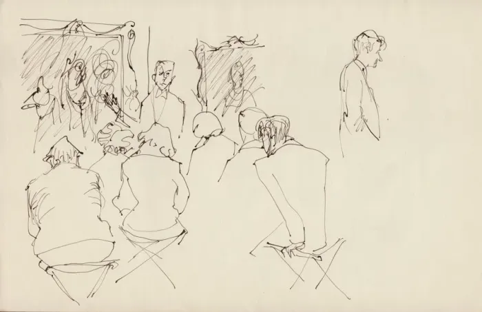 Framed Print : Lecture in an art gallery, c1950. Creator: Shirley Markham Framed Print : Lecture in an art gallery, c1950. Creator: Shirley Markham