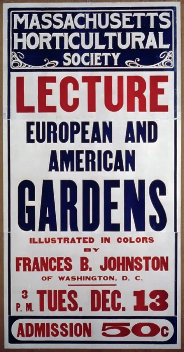 Framed Print : Lecture, European and American Gardens...by Frances Benjamin Johnston, (1927?). Creator: Frances Benjamin Johnston Framed Print : Lecture, European and American Gardens...by Frances Benjamin Johnston, (1927?). Creator: Frances Benjamin Johnston