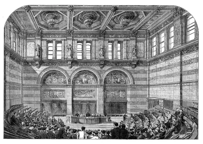 Framed Print : The Lecture Theatre, London University, Burlington Gardens, 1871. Creator: Unknown