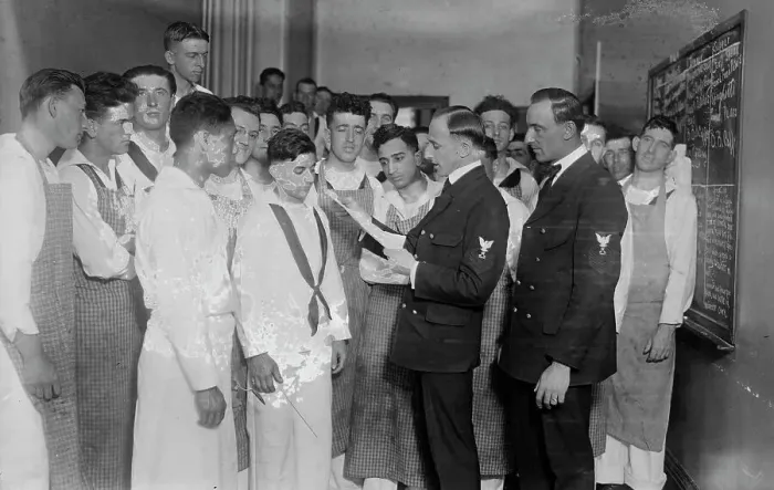Framed Print : Lecturing naval cooks, between c1915 and 1918. Creator: Bain News Service Framed Print : Lecturing naval cooks, between c1915 and 1918. Creator: Bain News Service