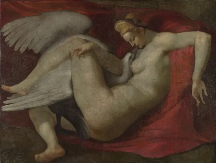 Framed Print : Leda and the Swan, after 1530. Artist: Buonarroti, Michelangelo, (School) Framed Print : Leda and the Swan, after 1530. Artist: Buonarroti, Michelangelo, (School)