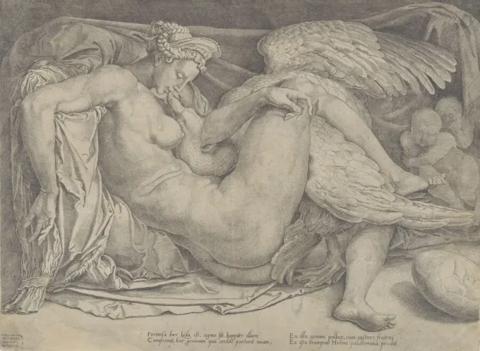 Framed Print : Leda and the Swan, 1544-66. Creator: Cornelis Bos Framed Print : Leda and the Swan, 1544-66. Creator: Cornelis Bos