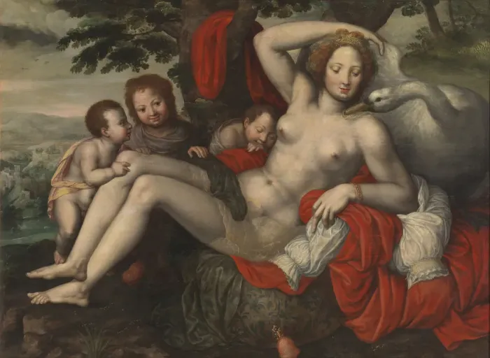 Framed Print : Leda and the Swan, Mid of 16th century. Artist: Pencz, Georg (1500 / 02-1550) Framed Print : Leda and the Swan, Mid of 16th century. Artist: Pencz, Georg (1500 / 02-1550)