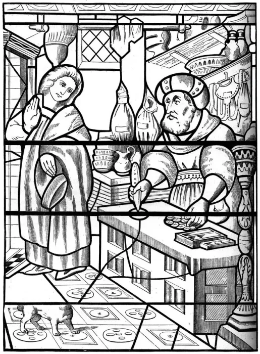 Framed Print : Legend of the Jew of Rue des Billettes, Paris, piercing holy wafer with his knife, 14th century, (18 Framed Print : Legend of the Jew of Rue des Billettes, Paris, piercing holy wafer with his knife, 14th century, (18