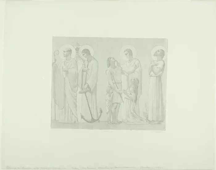Framed Print : Legendary Saints of France (center frieze), c. 1888. Creator: Georges William Thornley Framed Print : Legendary Saints of France (center frieze), c. 1888. Creator: Georges William Thornley