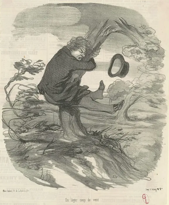 Framed Print : Un léger coup de vent, 19th century. Creator: Honore Daumier Framed Print : Un léger coup de vent, 19th century. Creator: Honore Daumier