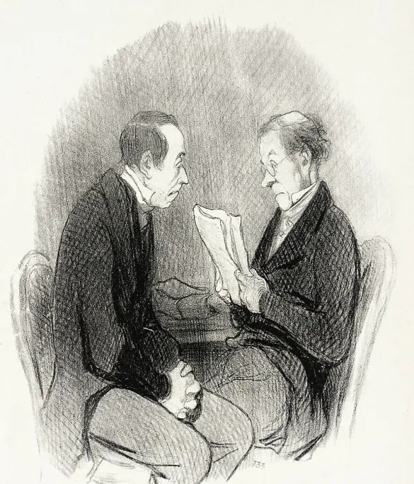 Framed Print : Un Léger Manuscrit, 1845. Creator: Honore Daumier Framed Print : Un Léger Manuscrit, 1845. Creator: Honore Daumier
