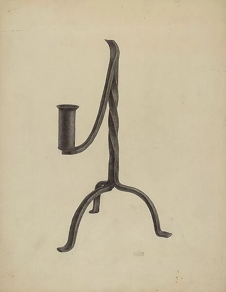 Three Legged Candlestick, c. 1938. Creator: William Schmidt